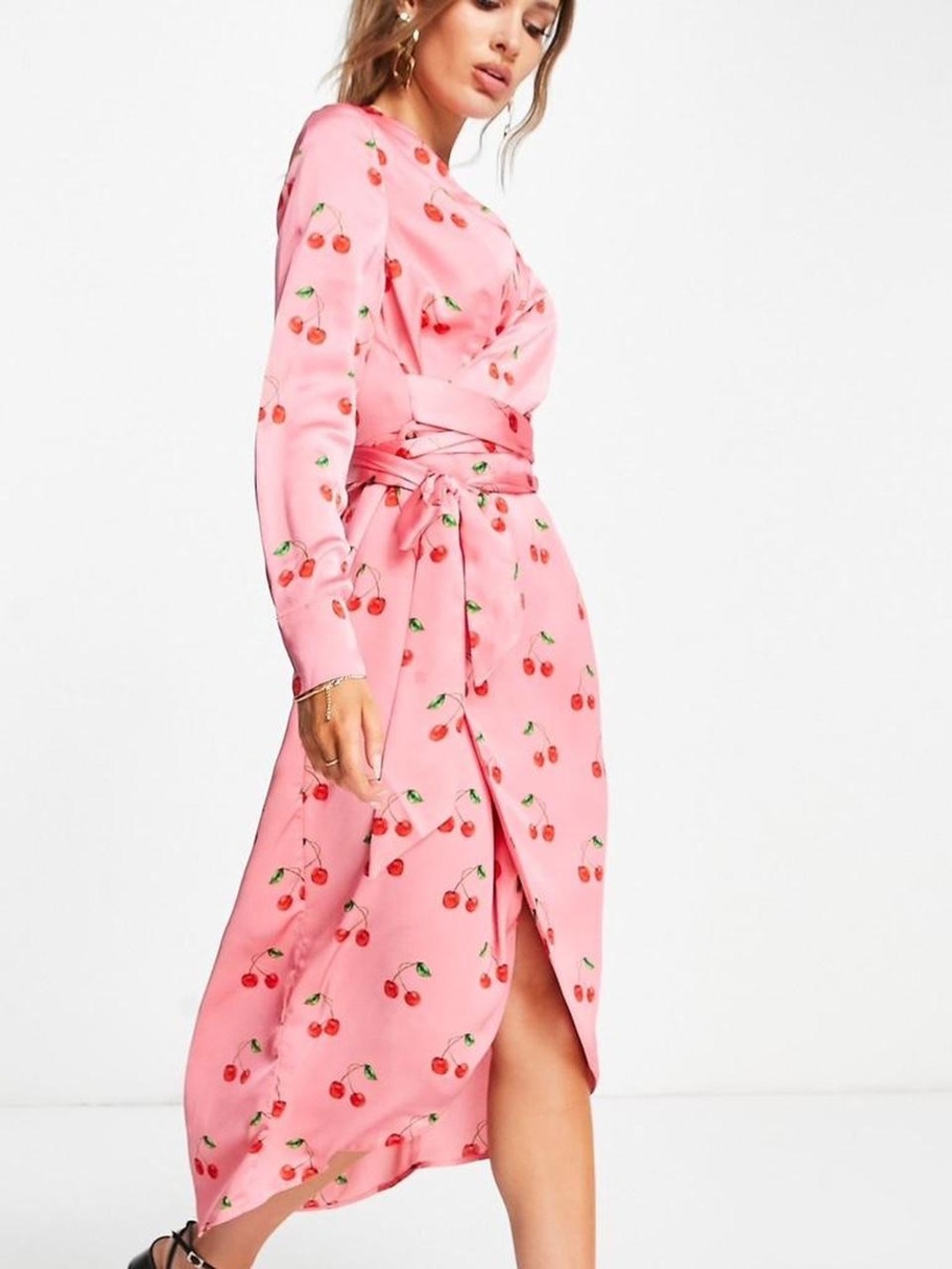 Never Fully Dressed Pink Cherry-Print Midi Dress - Picture 2 of 2